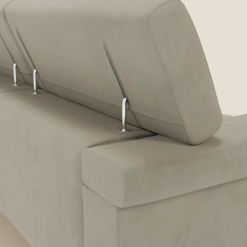 Raffaello Canapé d'angle avec assises coulissantes et têtières en microfibre détachable T11 taupe