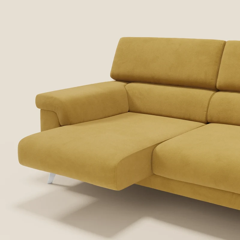 Raffaello Canapé d'angle avec assises coulissantes et têtières en microfibre détachable T11 jaune