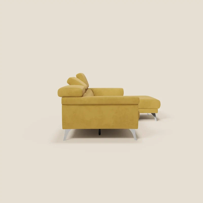 Raffaello Canapé d'angle avec assises coulissantes et têtières en microfibre détachable T11 jaune