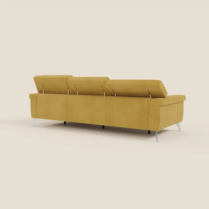 Raffaello Canapé d'angle avec assises coulissantes et têtières en microfibre détachable T11 jaune