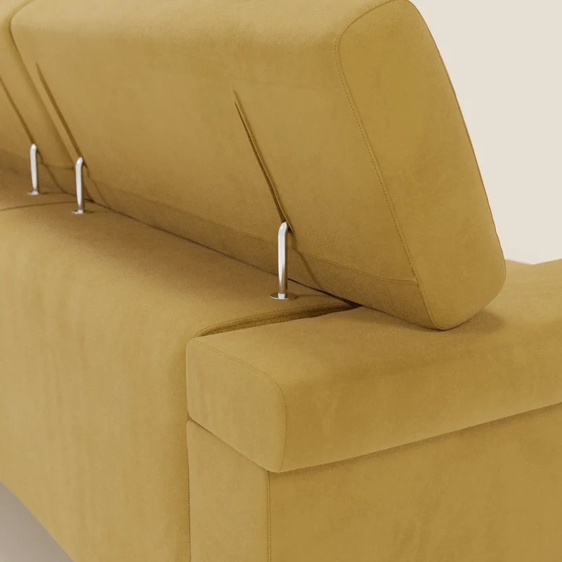 Raffaello Canapé d'angle avec assises coulissantes et têtières en microfibre détachable T11 jaune