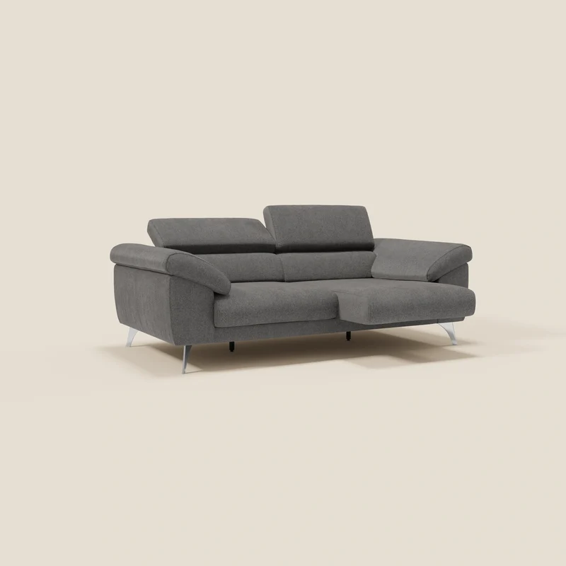 Donatello Canapé avec assises extensibles accoudoirs avec coffre et têtières inclinables en tissu détachable T23 anthracite