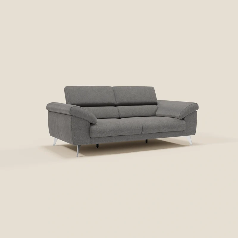 Donatello Canapé avec assises extensibles accoudoirs avec coffre et têtières inclinables en tissu détachable T23 anthracite