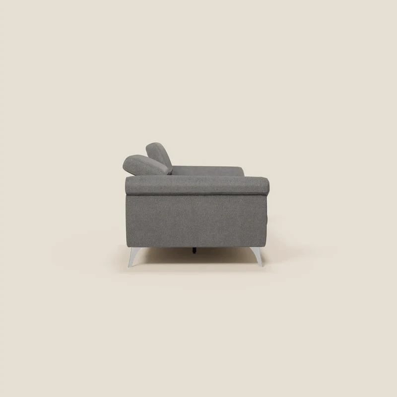 Donatello Canapé avec assises extensibles accoudoirs avec coffre et têtières inclinables en tissu détachable T23 anthracite