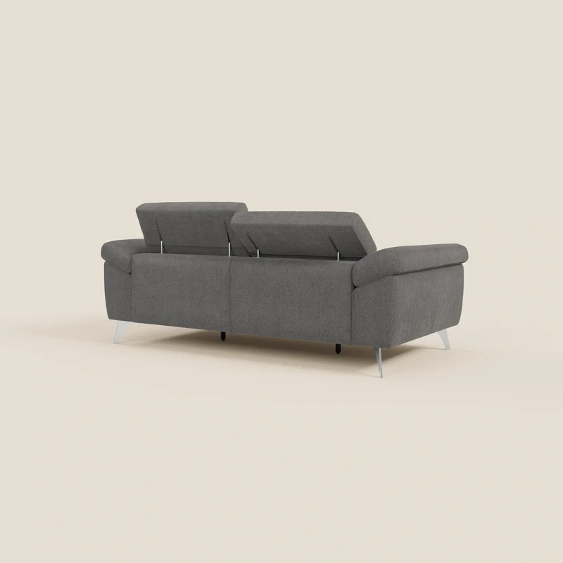 Donatello Canapé avec assises extensibles accoudoirs avec coffre et têtières inclinables en tissu détachable T23 anthracite