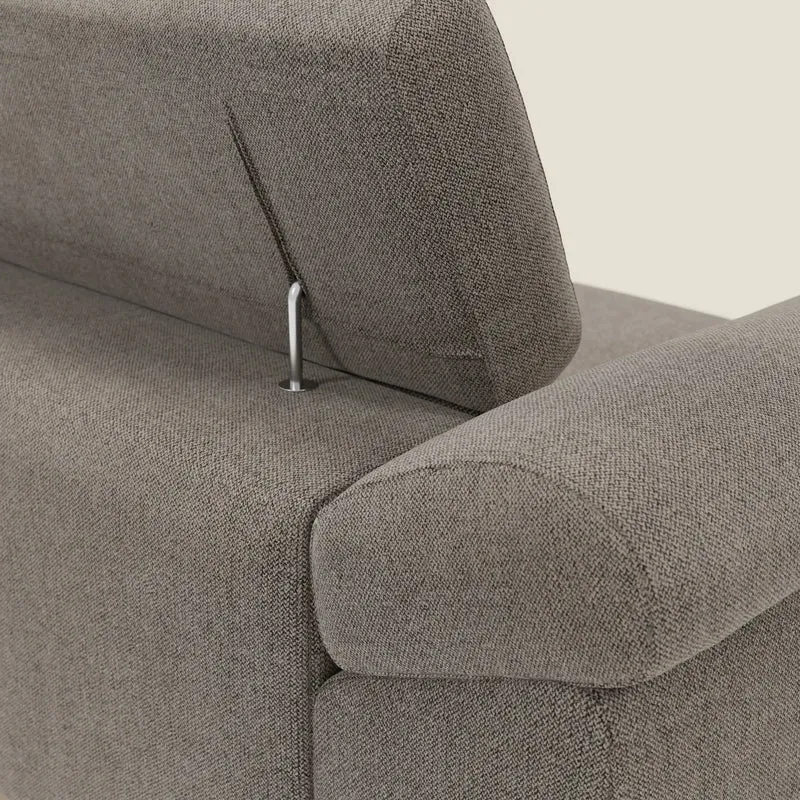 Donatello Canapé avec assises extensibles accoudoirs avec coffre et têtières inclinables en tissu détachable T23 taupe