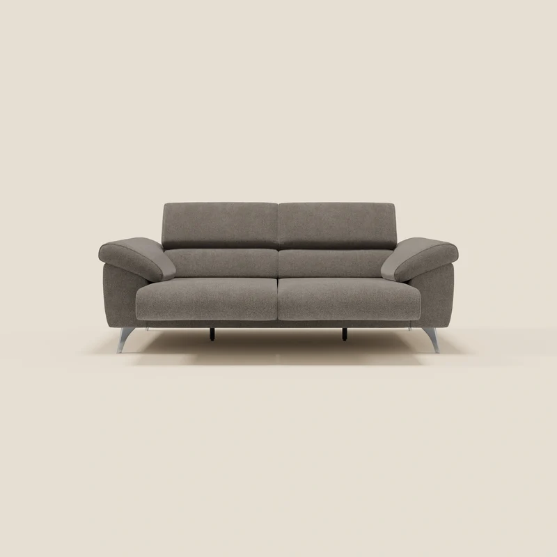 Donatello Canapé avec assises extensibles accoudoirs avec coffre et têtières inclinables en tissu détachable T23 taupe