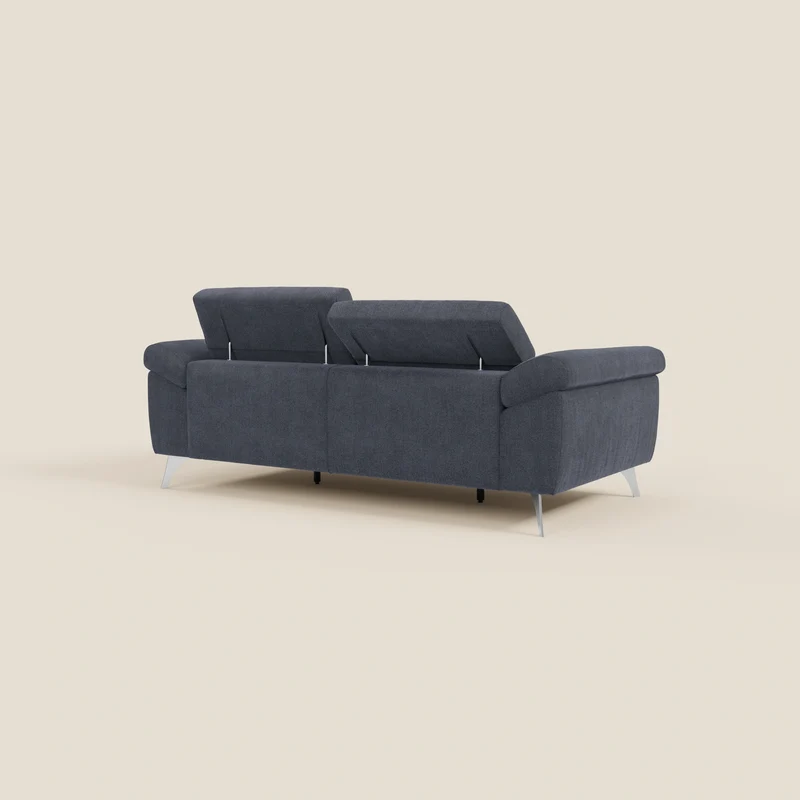 Donatello Canapé avec assises extensibles accoudoirs avec coffre et têtières inclinables en tissu détachable T23 bleu ardoise