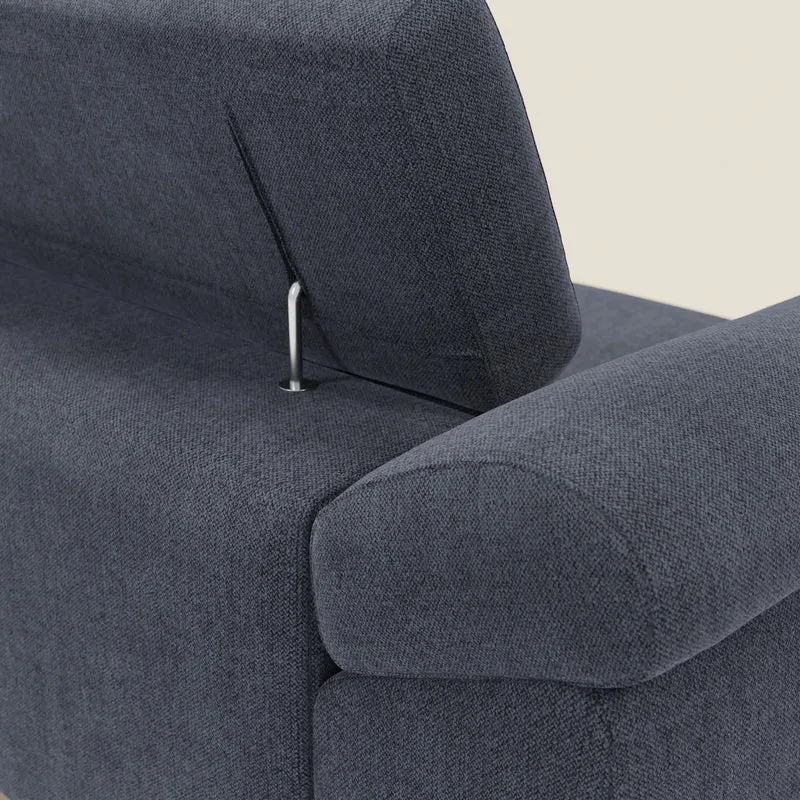 Donatello Canapé avec assises extensibles accoudoirs avec coffre et têtières inclinables en tissu détachable T23 bleu ardoise