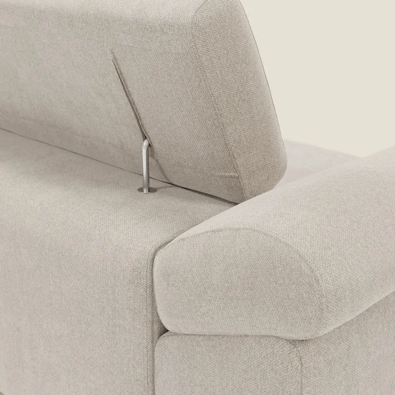 Donatello Canapé avec assises extensibles accoudoirs avec coffre et têtières inclinables en tissu détachable T23 crème