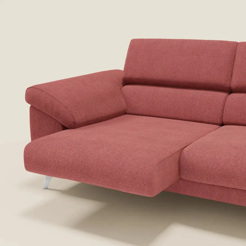 Donatello Canapé avec assises extensibles accoudoirs avec coffre et têtières inclinables en tissu détachable T23 rouge cerise