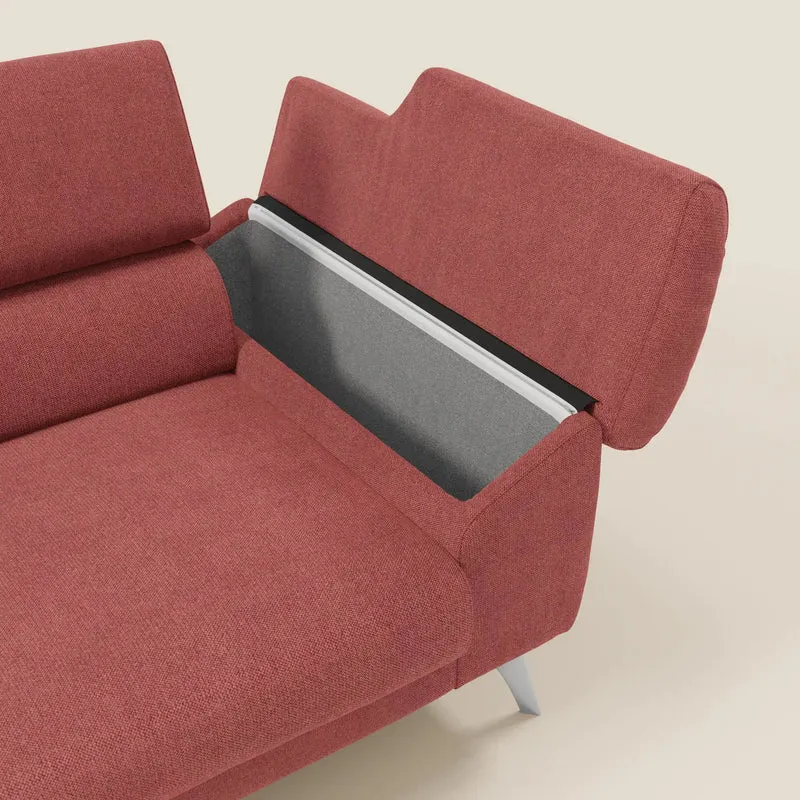 Donatello Canapé avec assises extensibles accoudoirs avec coffre et têtières inclinables en tissu détachable T23 rouge cerise