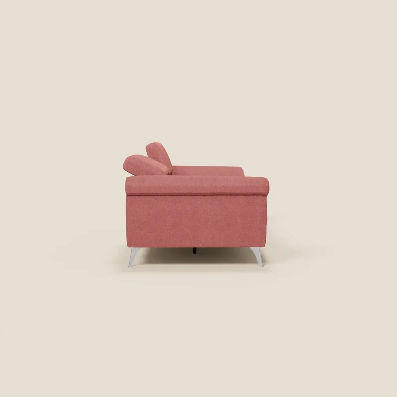 Donatello Canapé avec assises extensibles accoudoirs avec coffre et têtières inclinables en tissu détachable T23 rouge cerise