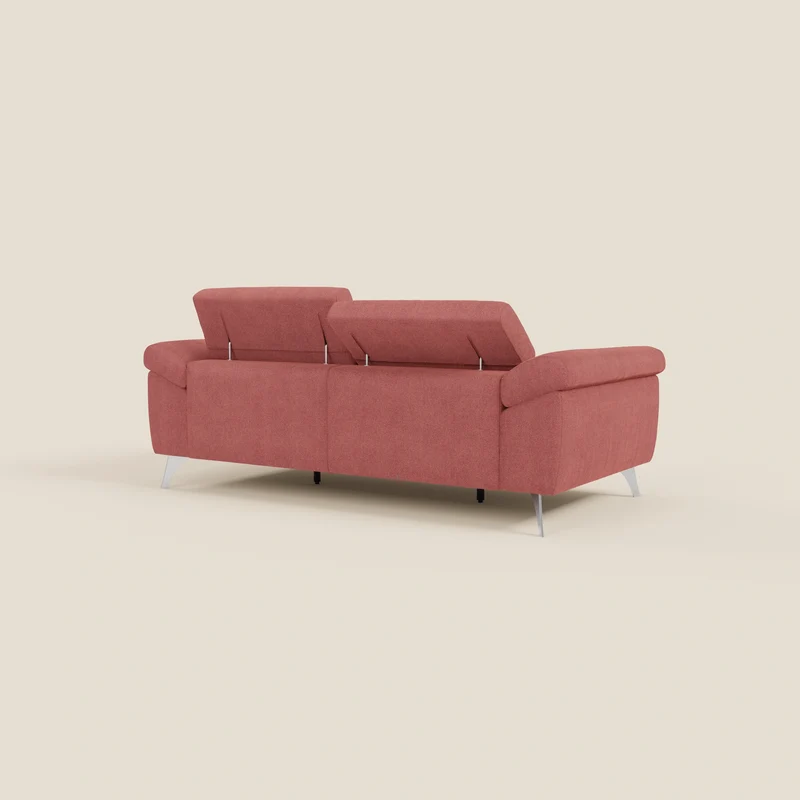 Donatello Canapé avec assises extensibles accoudoirs avec coffre et têtières inclinables en tissu détachable T23 rouge cerise