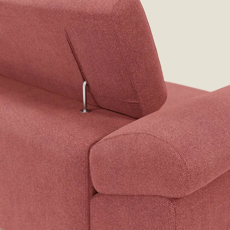 Donatello Canapé avec assises extensibles accoudoirs avec coffre et têtières inclinables en tissu détachable T23 rouge cerise