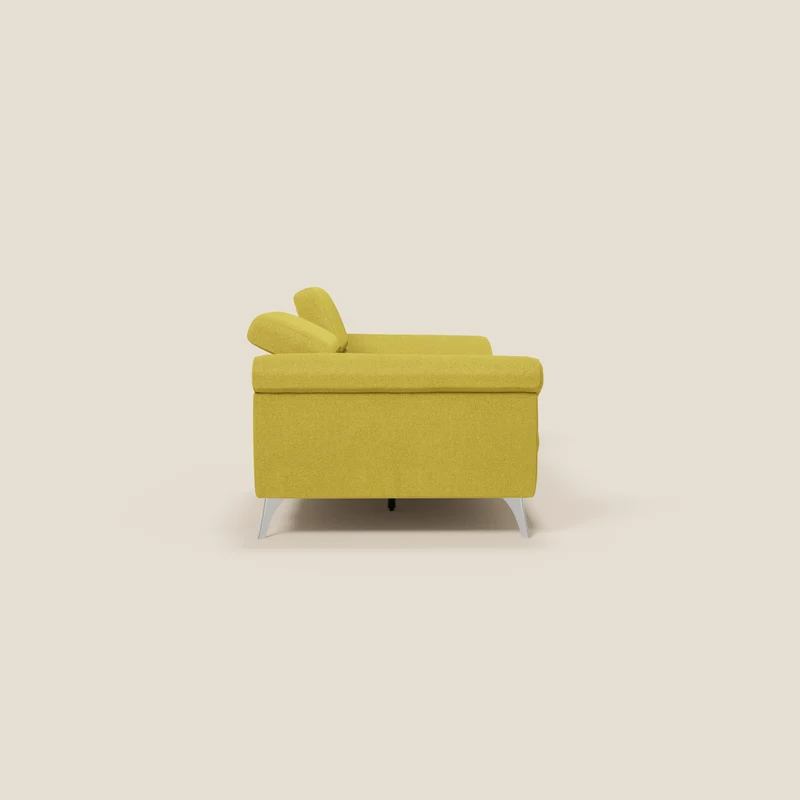 Donatello Canapé avec assises extensibles accoudoirs avec coffre et têtières inclinables en tissu détachable T23 jaune soleil