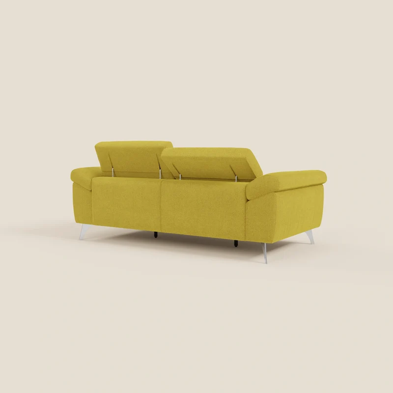 Donatello Canapé avec assises extensibles accoudoirs avec coffre et têtières inclinables en tissu détachable T23 jaune soleil