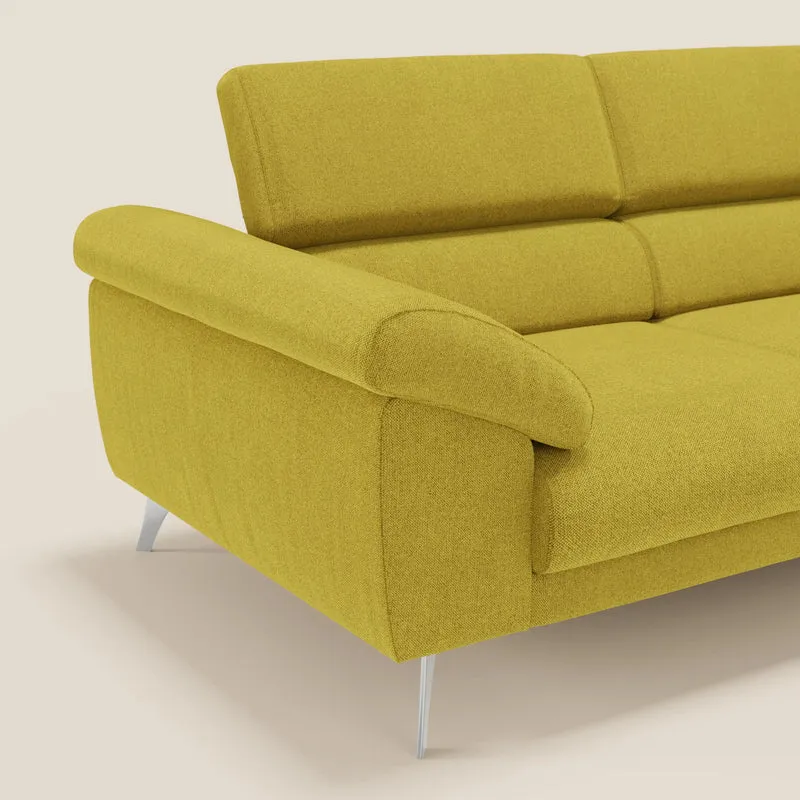 Donatello Canapé avec assises extensibles accoudoirs avec coffre et têtières inclinables en tissu détachable T23 jaune soleil