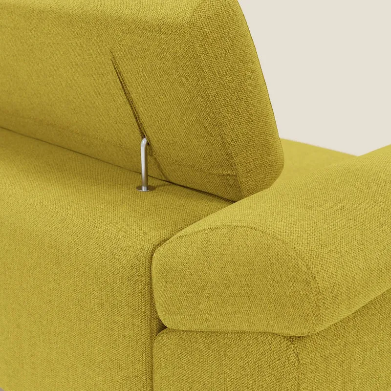 Donatello Canapé avec assises extensibles accoudoirs avec coffre et têtières inclinables en tissu détachable T23 jaune soleil