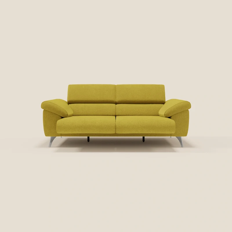Donatello Canapé avec assises extensibles accoudoirs avec coffre et têtières inclinables en tissu détachable T23 jaune soleil