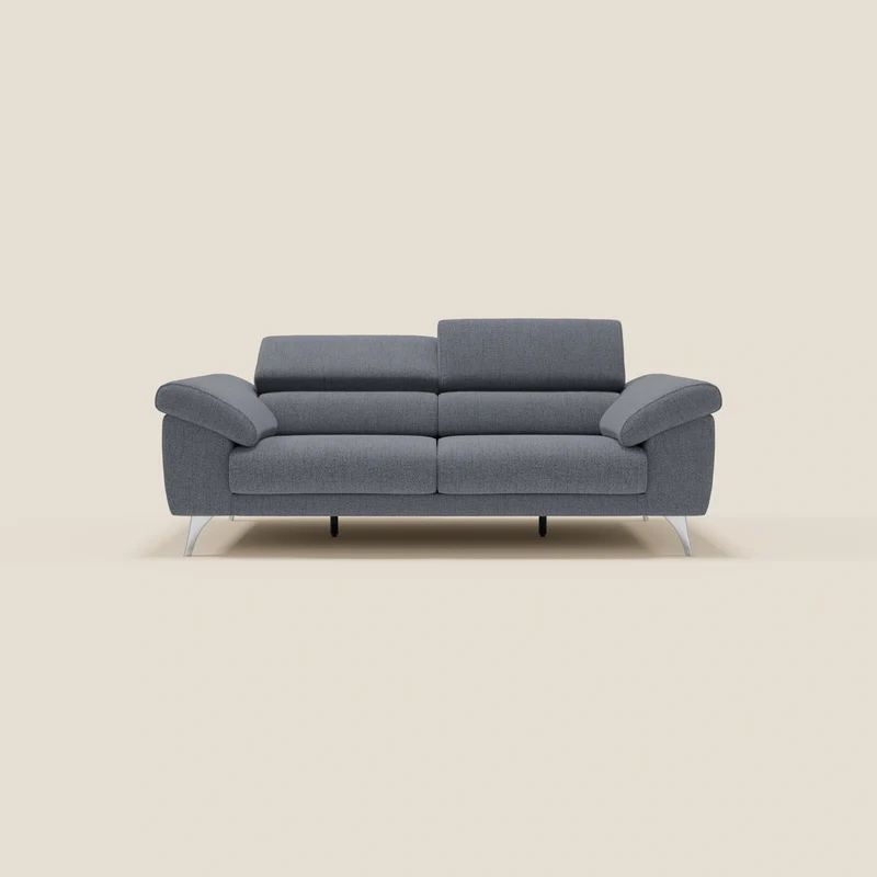 Donatello Canapé avec assises extensibles accoudoirs avec coffre et têtières inclinables en tissu détachable T23 bleu graphite