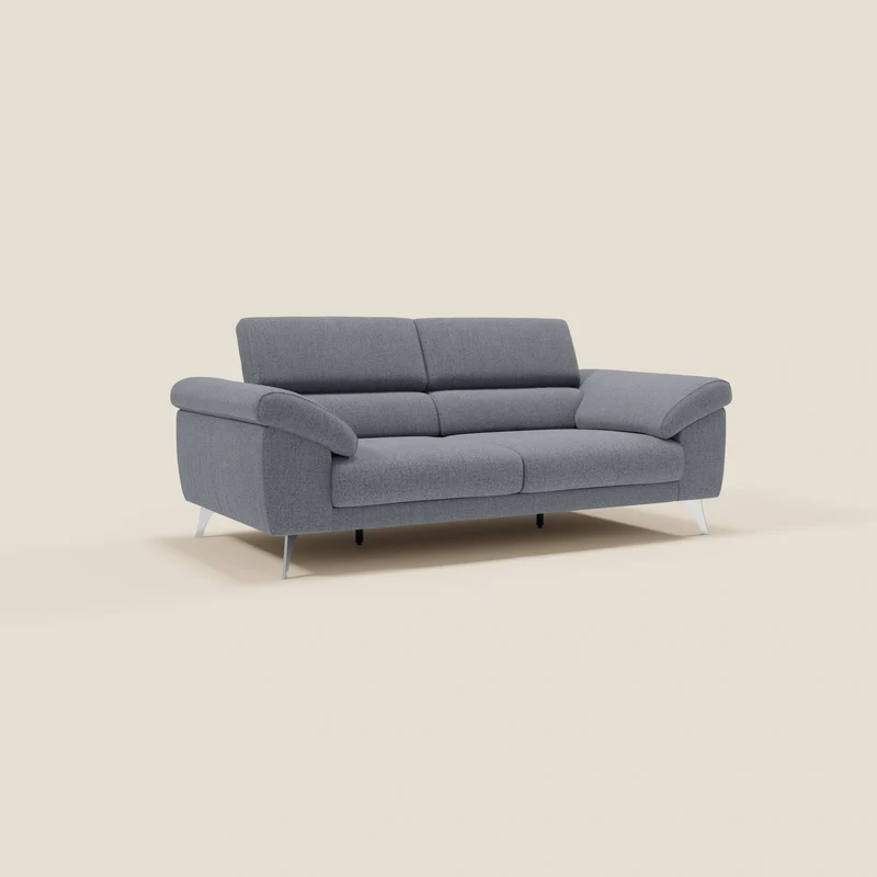 Donatello Canapé avec assises extensibles accoudoirs avec coffre et têtières inclinables en tissu détachable T23 bleu graphite