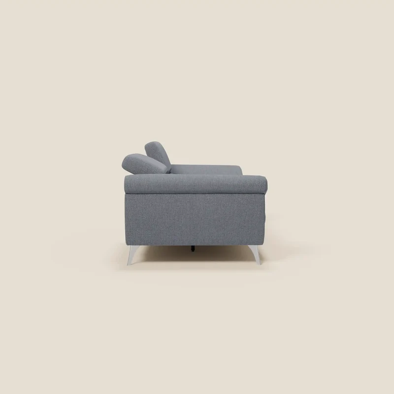 Donatello Canapé avec assises extensibles accoudoirs avec coffre et têtières inclinables en tissu détachable T23 bleu graphite