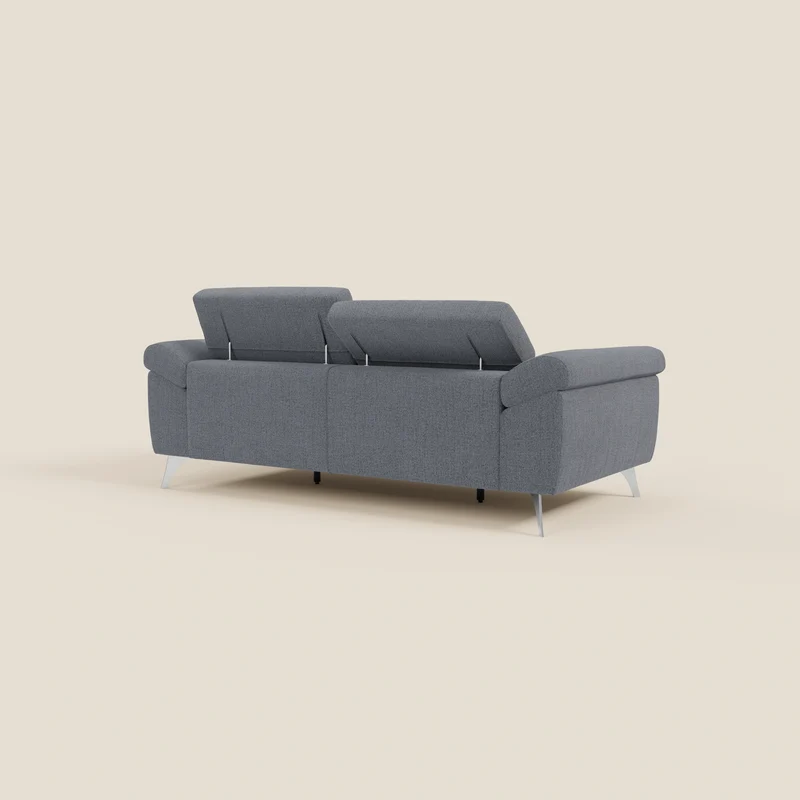 Donatello Canapé avec assises extensibles accoudoirs avec coffre et têtières inclinables en tissu détachable T23 bleu graphite