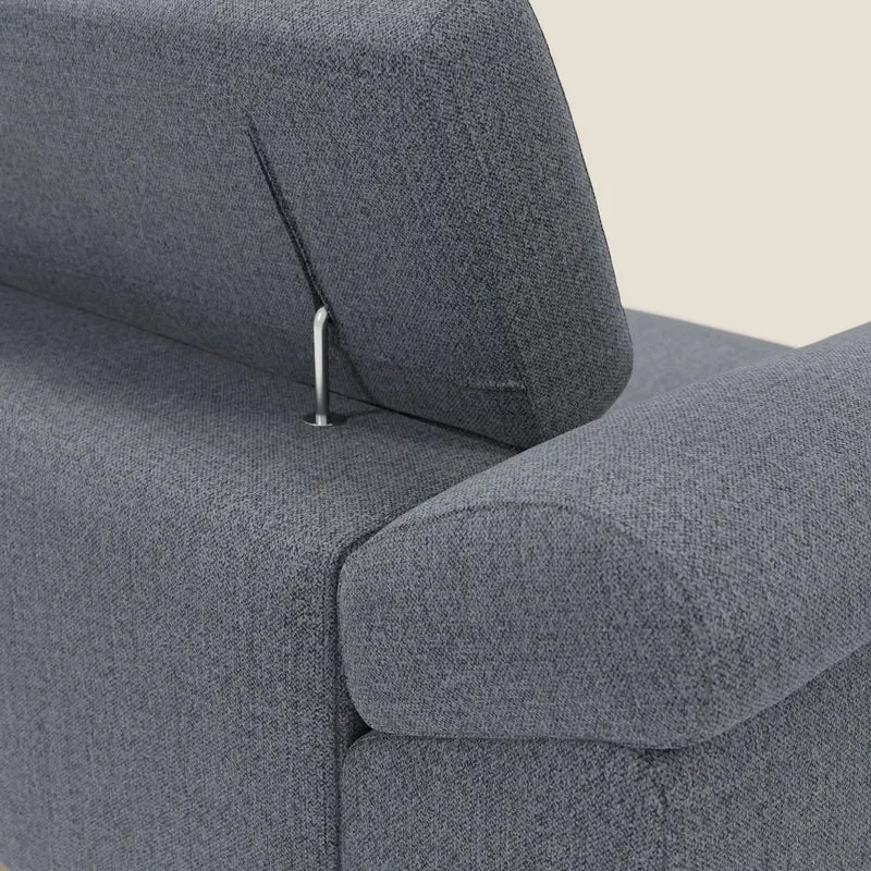 Donatello Canapé avec assises extensibles accoudoirs avec coffre et têtières inclinables en tissu détachable T23 bleu graphite