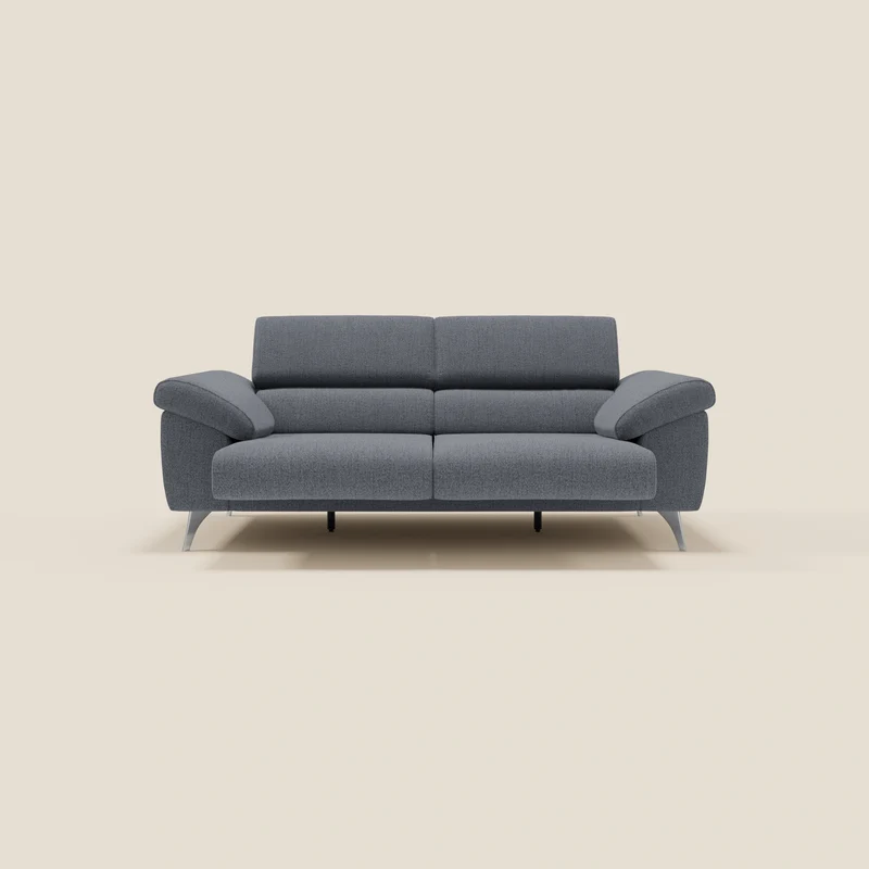 Donatello Canapé avec assises extensibles accoudoirs avec coffre et têtières inclinables en tissu détachable T23 bleu graphite