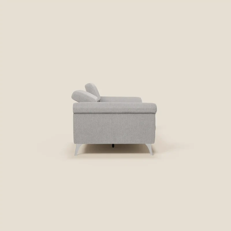 Donatello Canapé avec assises extensibles accoudoirs avec coffre et têtières inclinables en tissu détachable T23 gris