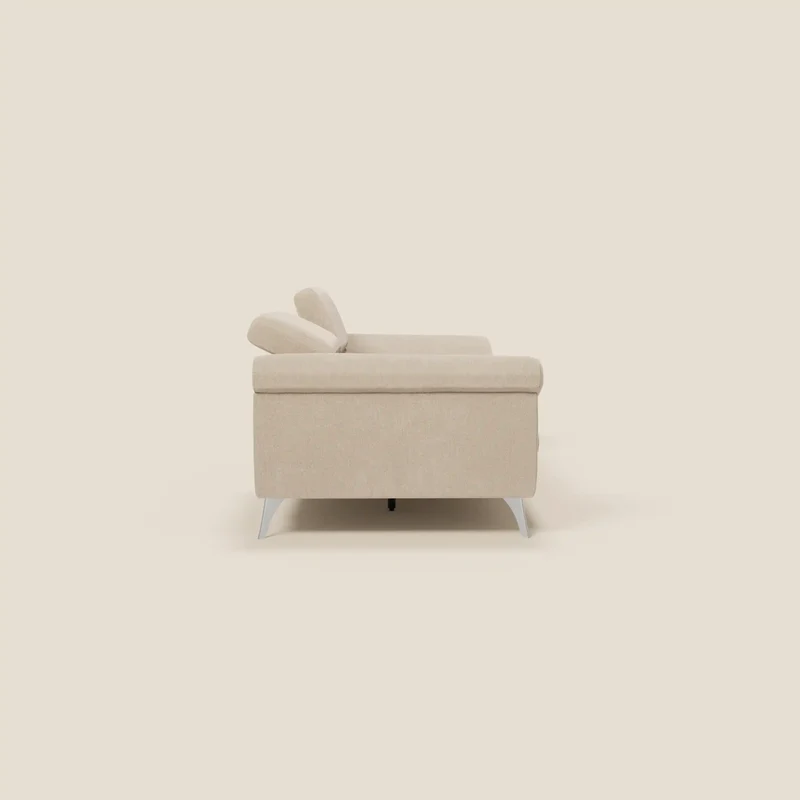 Donatello Canapé avec assises extensibles accoudoirs avec coffre et têtières inclinables en tissu détachable T23 beige