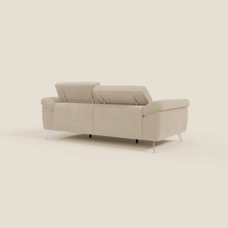 Donatello Canapé avec assises extensibles accoudoirs avec coffre et têtières inclinables en tissu détachable T23 beige