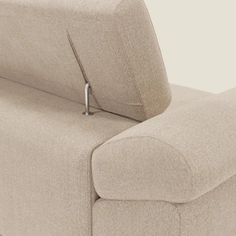 Donatello Canapé avec assises extensibles accoudoirs avec coffre et têtières inclinables en tissu détachable T23 beige