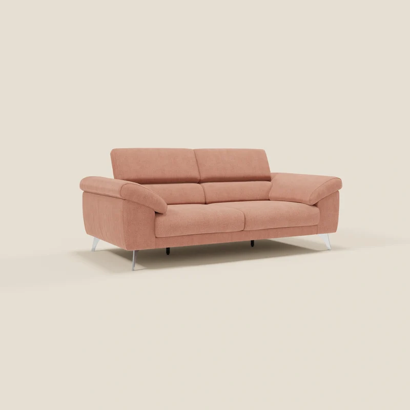 Donatello Canapé avec assises extensibles accoudoirs avec coffre et têtières inclinables en tissu détachable T23 pêche