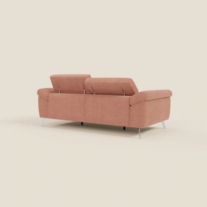 Donatello Canapé avec assises extensibles accoudoirs avec coffre et têtières inclinables en tissu détachable T23 pêche