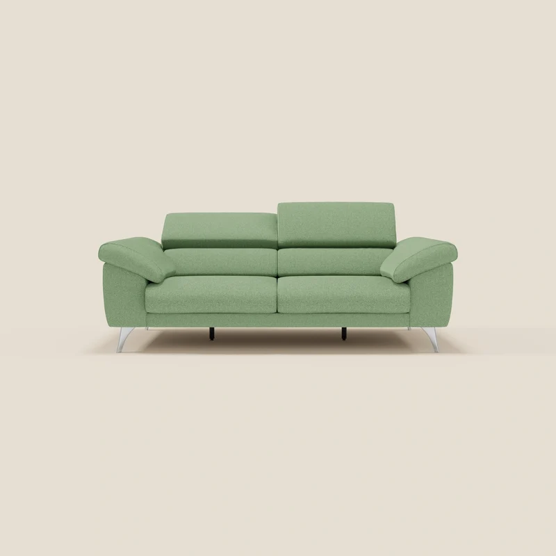 Donatello Canapé avec assises extensibles accoudoirs avec coffre et têtières inclinables en tissu détachable T23 vert menthe