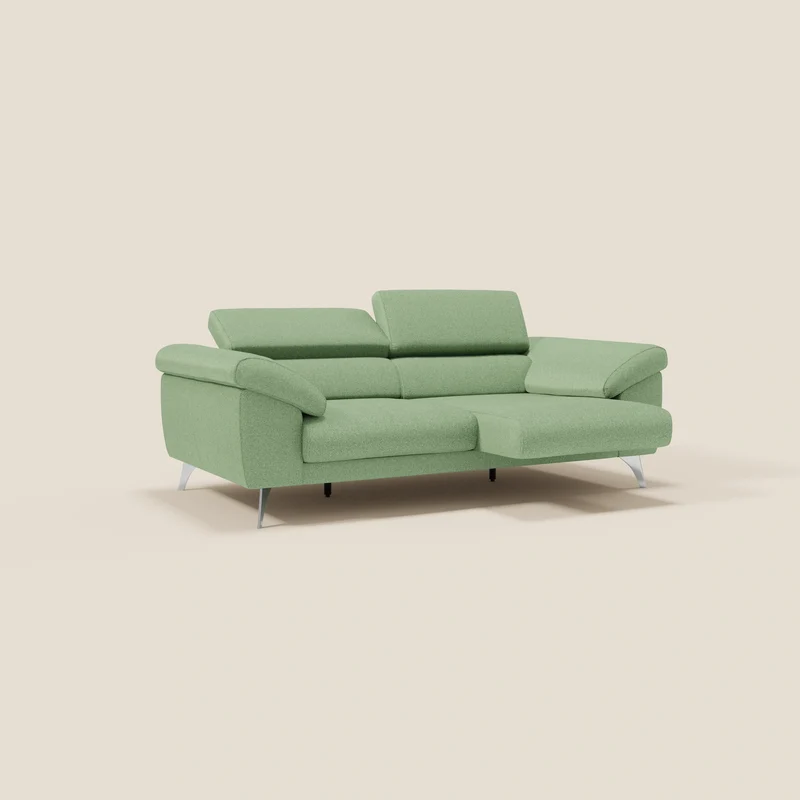 Donatello Canapé avec assises extensibles accoudoirs avec coffre et têtières inclinables en tissu détachable T23 vert menthe