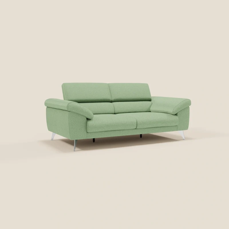 Donatello Canapé avec assises extensibles accoudoirs avec coffre et têtières inclinables en tissu détachable T23 vert menthe