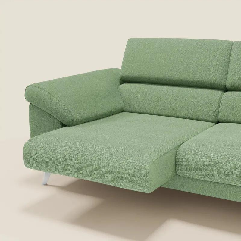 Donatello Canapé avec assises extensibles accoudoirs avec coffre et têtières inclinables en tissu détachable T23 vert menthe