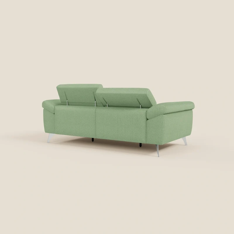 Donatello Canapé avec assises extensibles accoudoirs avec coffre et têtières inclinables en tissu détachable T23 vert menthe