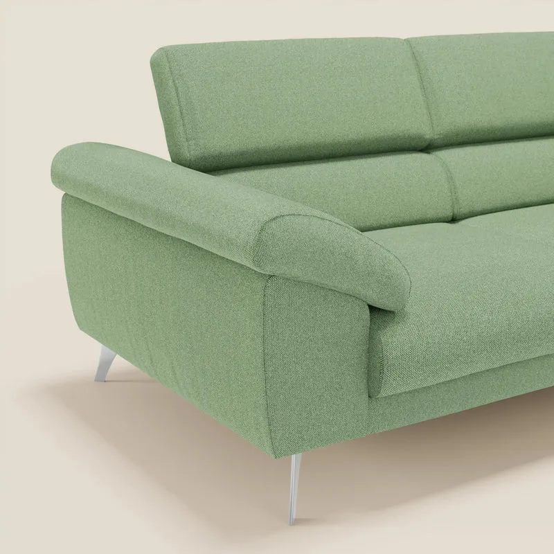 Donatello Canapé avec assises extensibles accoudoirs avec coffre et têtières inclinables en tissu détachable T23 vert menthe