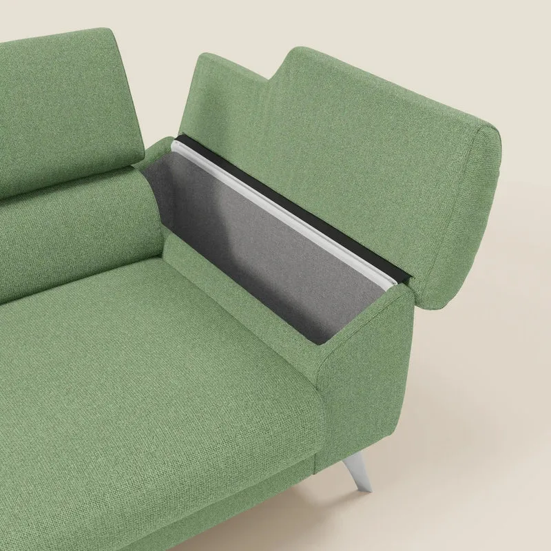 Donatello Canapé avec assises extensibles accoudoirs avec coffre et têtières inclinables en tissu détachable T23 vert menthe