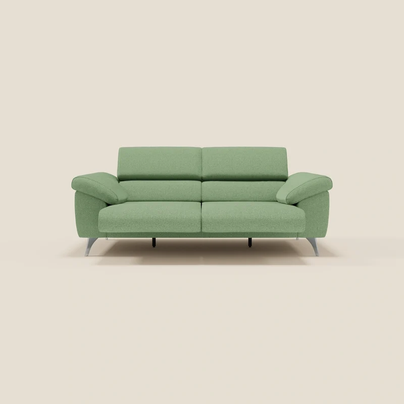 Donatello Canapé avec assises extensibles accoudoirs avec coffre et têtières inclinables en tissu détachable T23 vert menthe