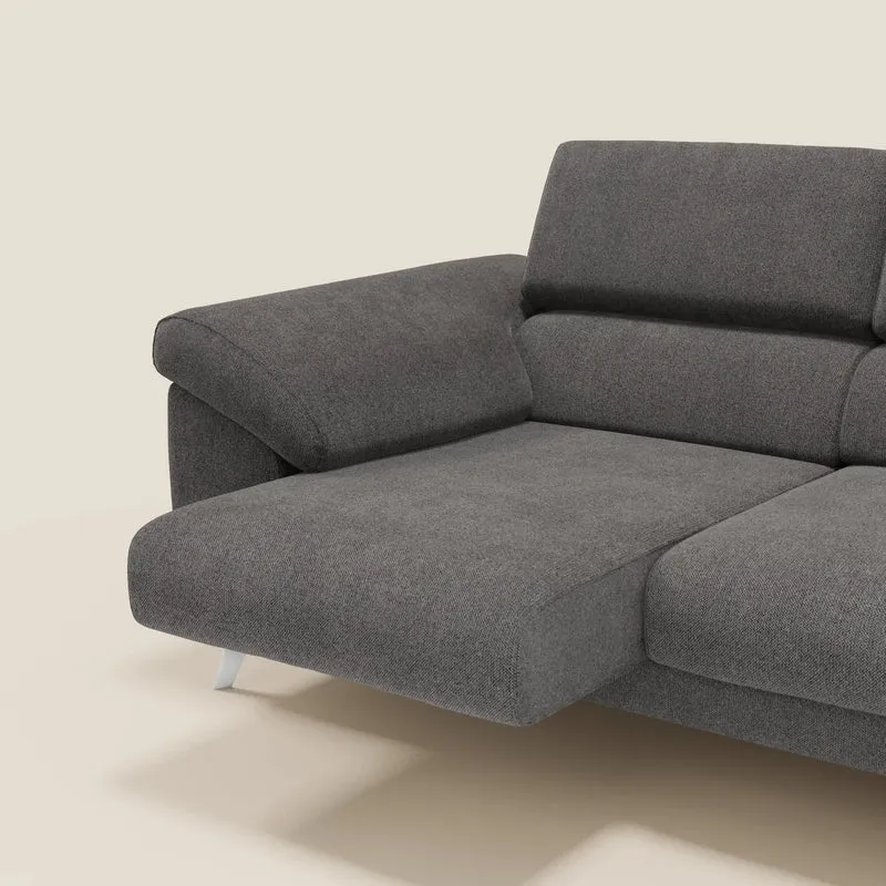 Donatello Canapé avec 3 assises extensibles accoudoirs avec coffre et têtières inclinables en tissu détachable T23 anthracite