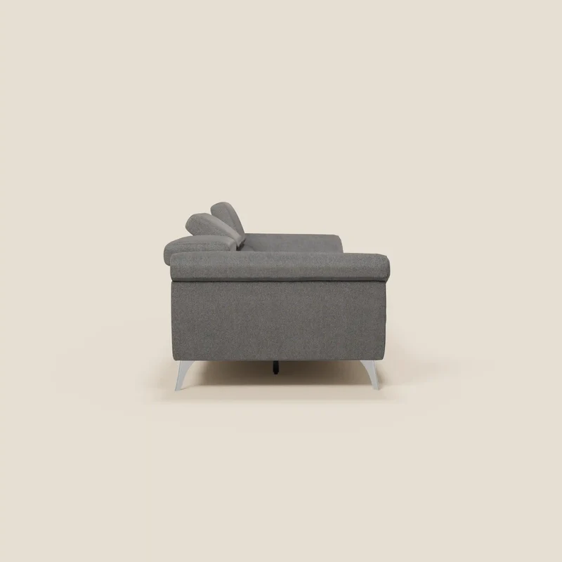 Donatello Canapé avec 3 assises extensibles accoudoirs avec coffre et têtières inclinables en tissu détachable T23 anthracite