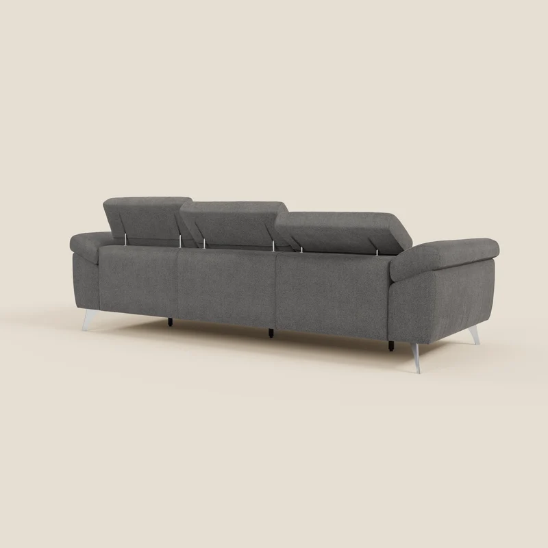Donatello Canapé avec 3 assises extensibles accoudoirs avec coffre et têtières inclinables en tissu détachable T23 anthracite