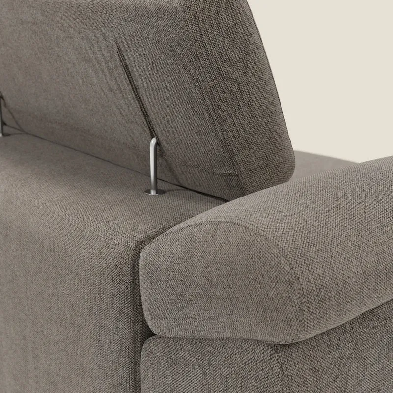 Donatello Canapé avec 3 assises extensibles accoudoirs avec coffre et têtières inclinables en tissu détachable T23 taupe