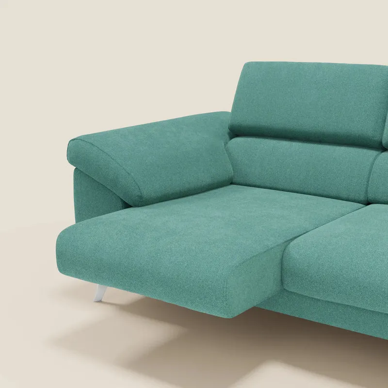 Donatello Canapé avec 3 assises extensibles accoudoirs avec coffre et têtières inclinables en tissu détachable T23 vert aquamarine