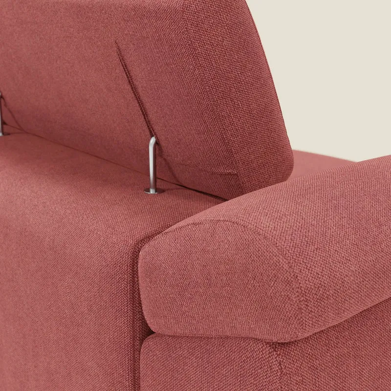 Donatello Canapé avec 3 assises extensibles accoudoirs avec coffre et têtières inclinables en tissu détachable T23 rouge cerise